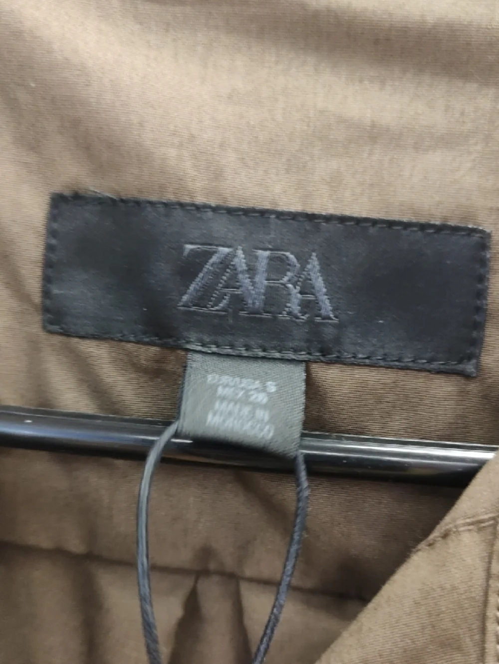 Zara Brown Long-Sleeve Belted Shirt Dress - Picture 3 of 9
